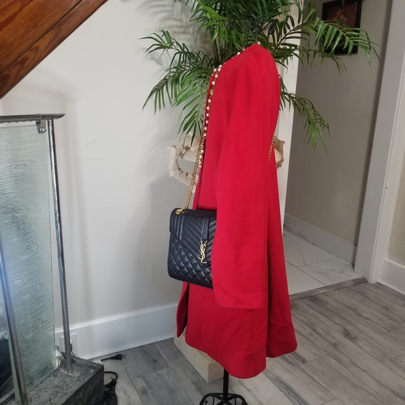 Vintage Burberry Red Wool/Alpaca Pea Coat. Size: Large. - Picture 4 of 10